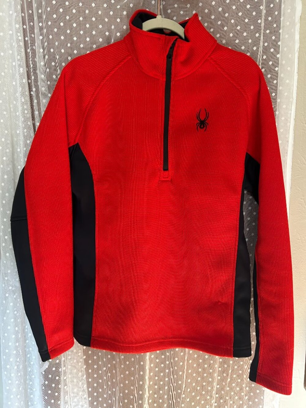 Spyder Men's Red Quarter Zip Performance Fleece Pullover Size Medium Stretch Swe